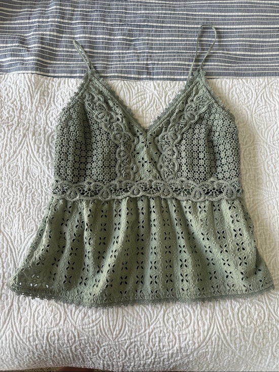 Abercrombie & Fitch Tops - Abercrombie & Fitch Sage Green Lace Eyelet Camisole Top